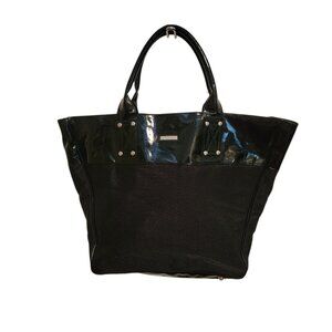 Versace Parfums Black Patent Leather Tote Shoulder Shopper Travel Bag Ex Large.